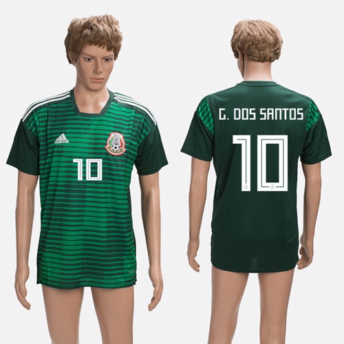 Mexico #10 G.Dos Santos Green Training Soccer Country Jersey